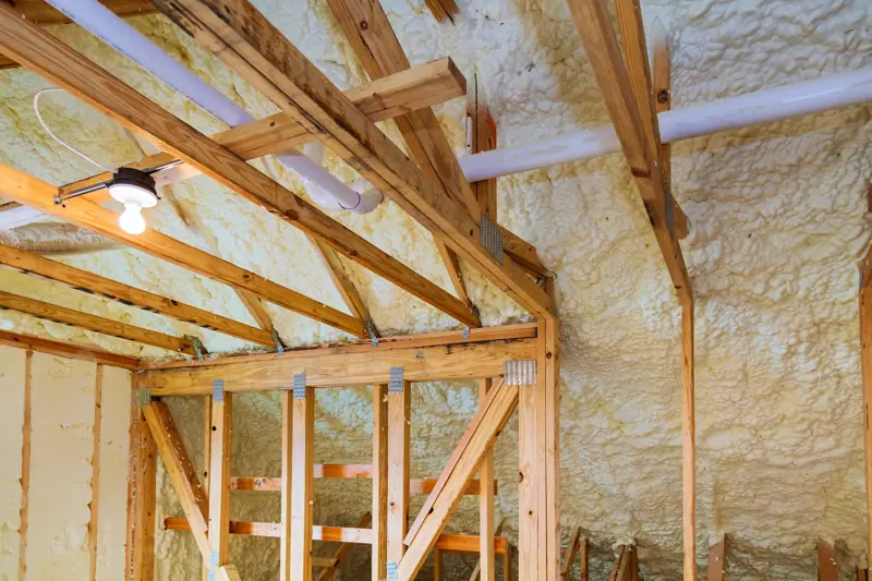 Spray foam insulation in Atlanta GA sealing an attic roof deck